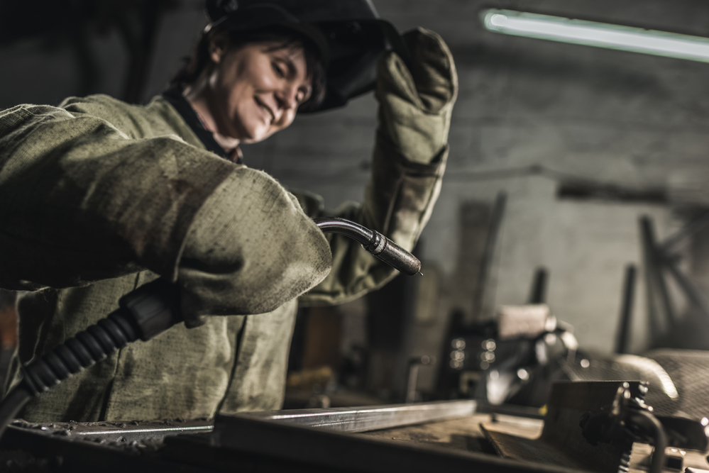 stock photo industrial woman worker