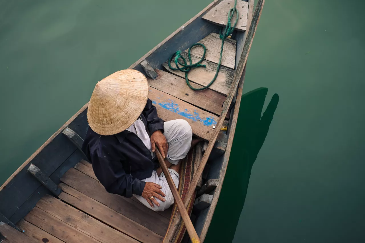 Traditional vietnamese people in Hoi An city