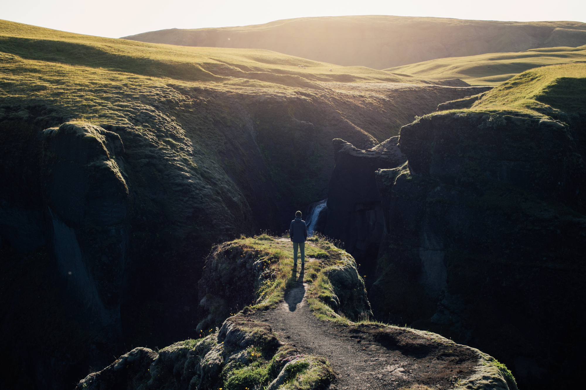 Man alone with nature stock photography