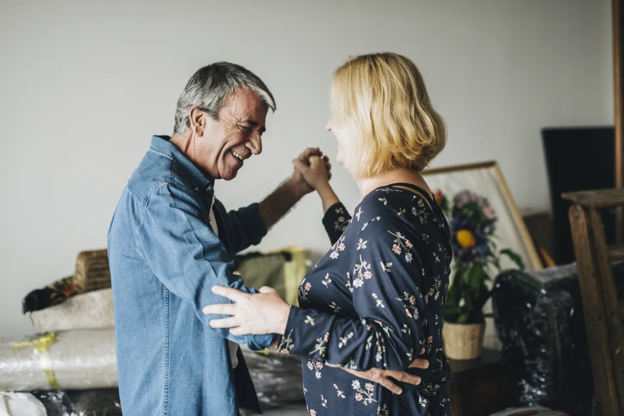 Older couple dancing stock photo