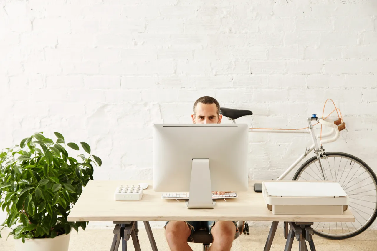 Young man working stock photo