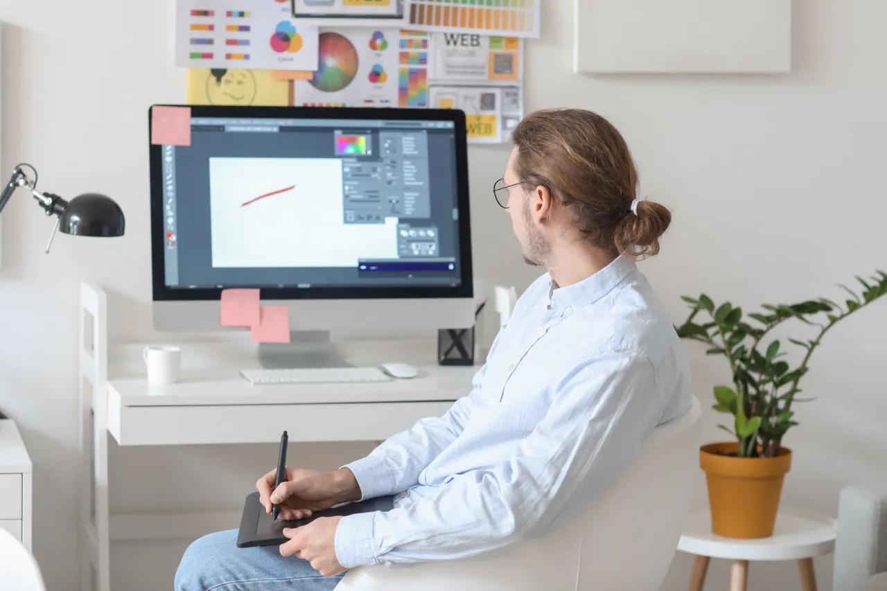 Male designer working stock photo