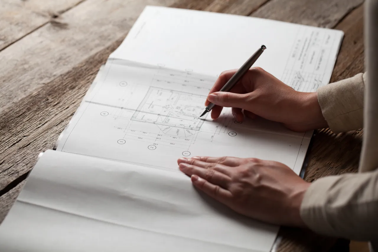 Architect sketching stock photo