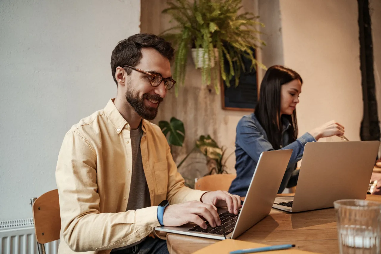 Young man working stock photo