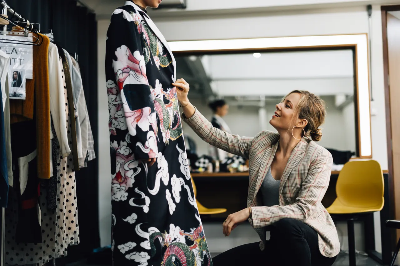 Fashion designer at work stock photo