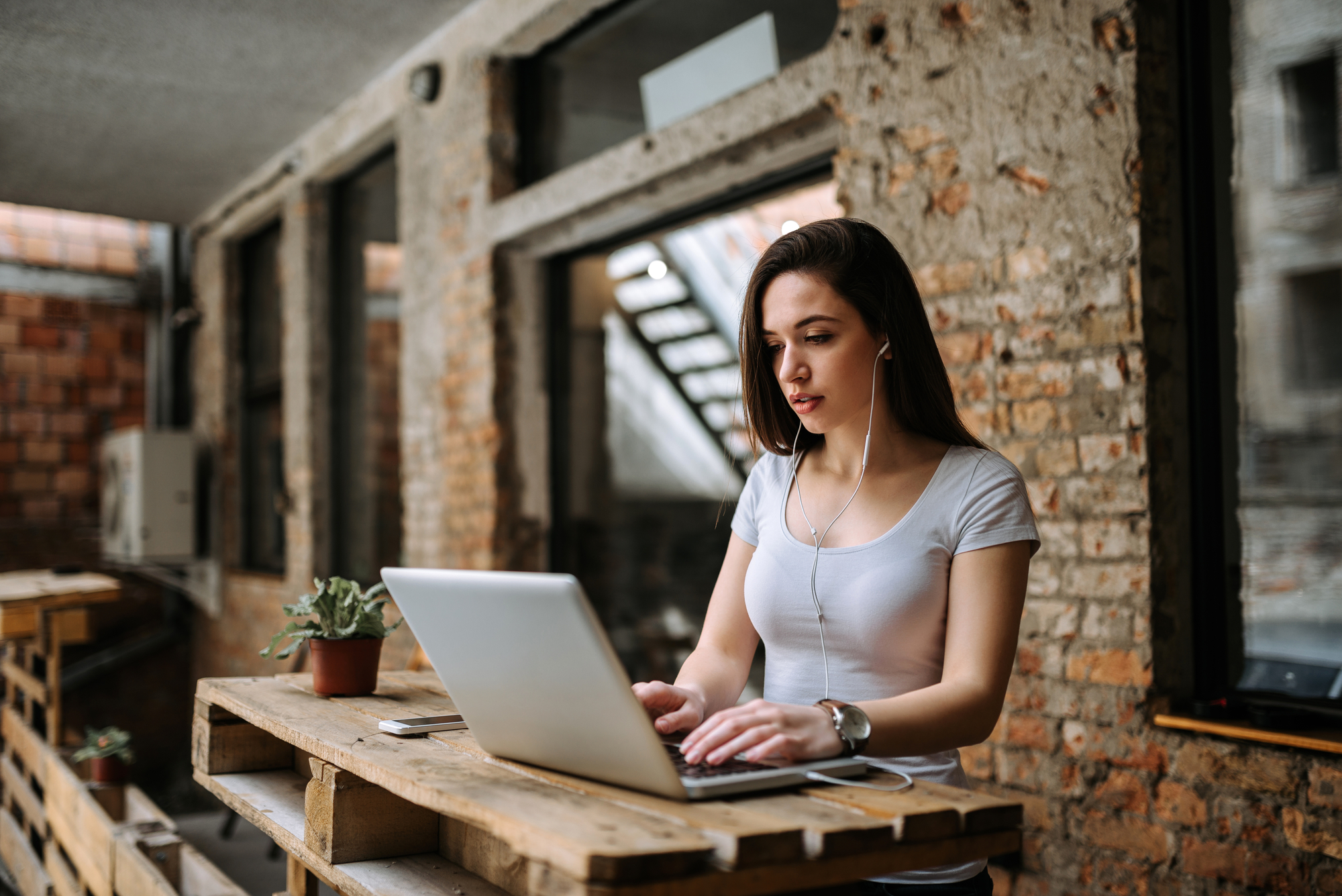 Young woman working stock photo