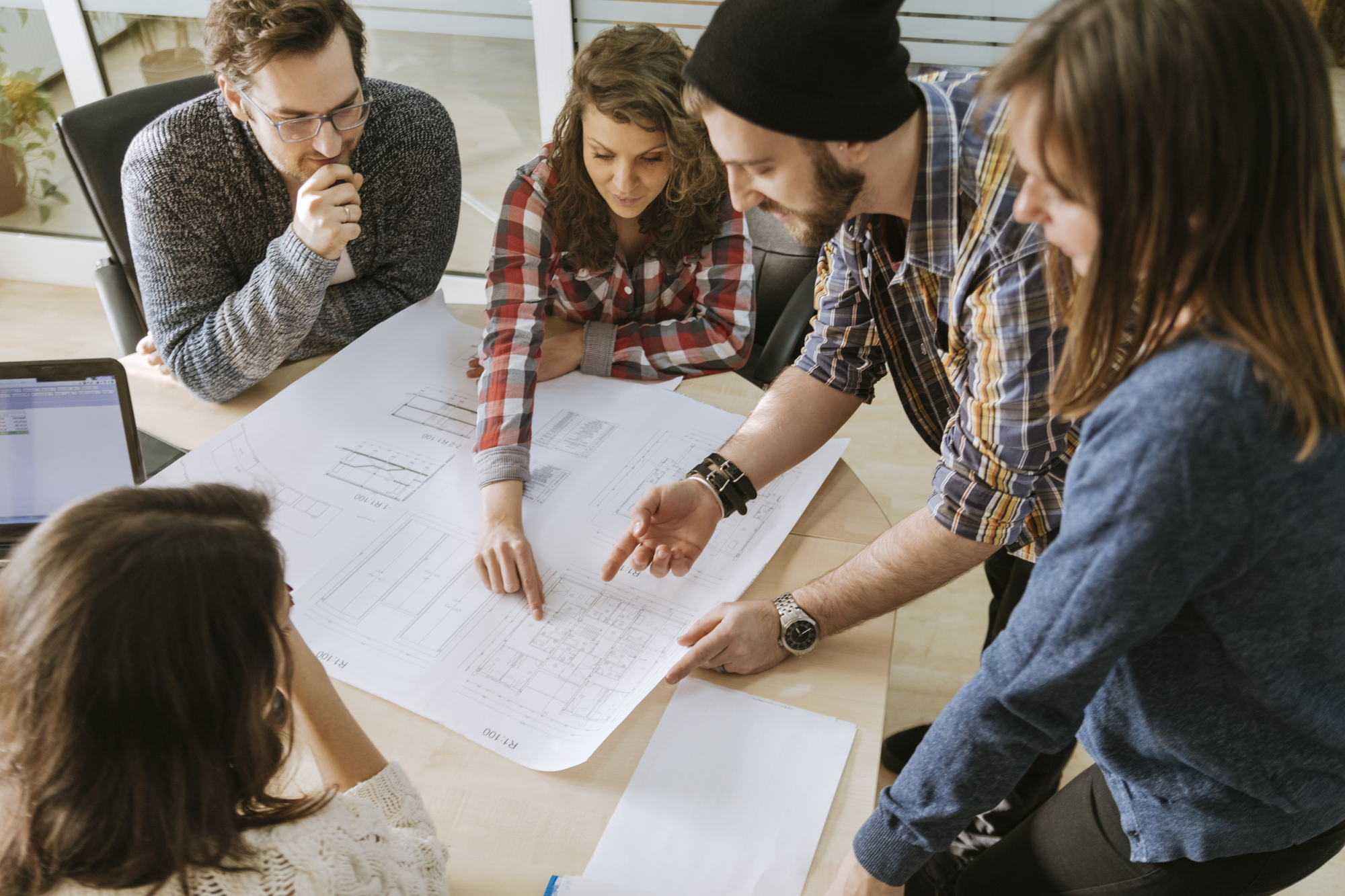 Architects at work stock photo