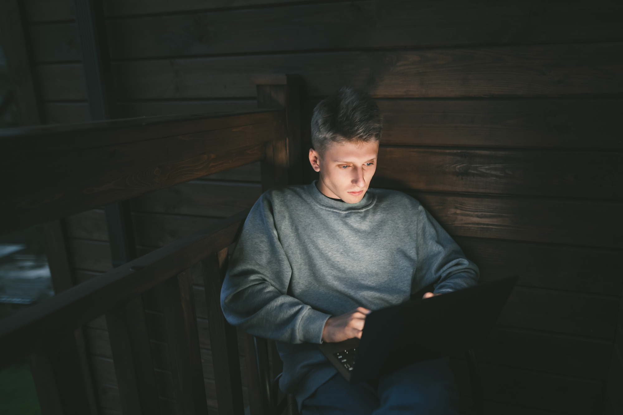 Male digital nomad stock photo