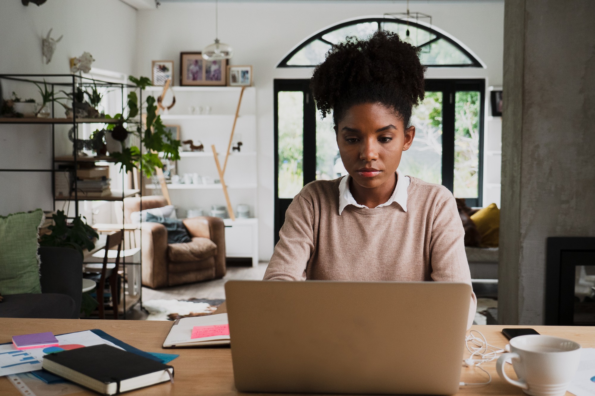 Female African American working stock photo