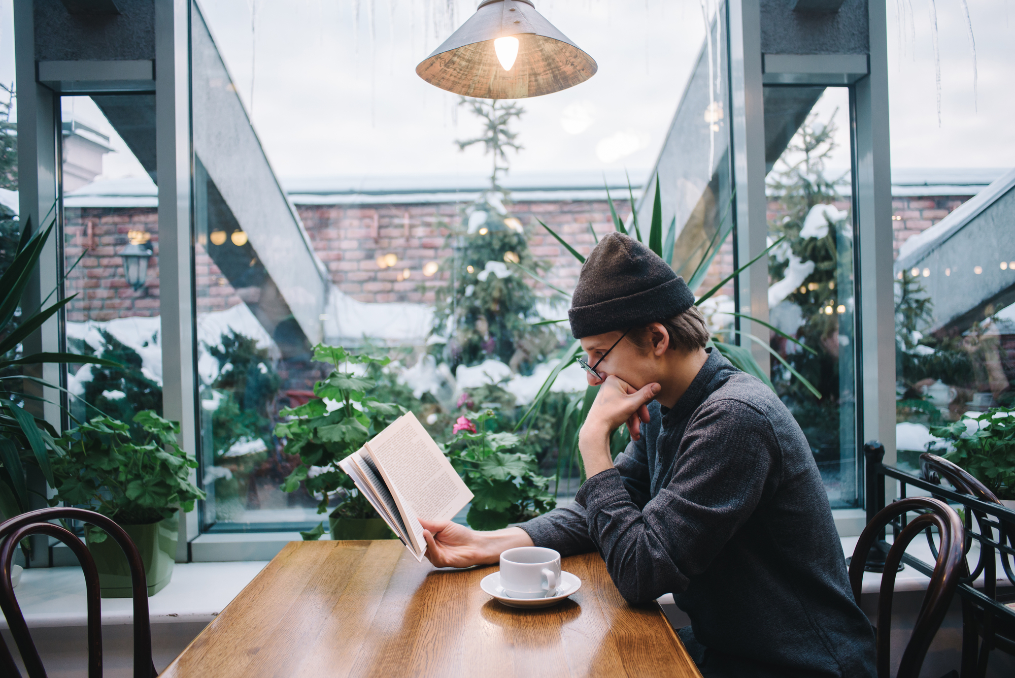 Young man reading