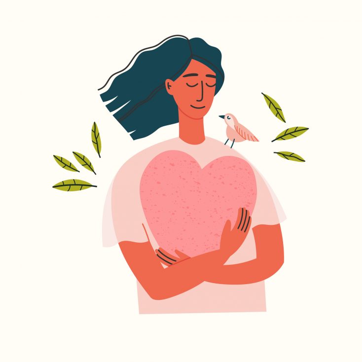 ilustração desenhada à mão de amor próprio