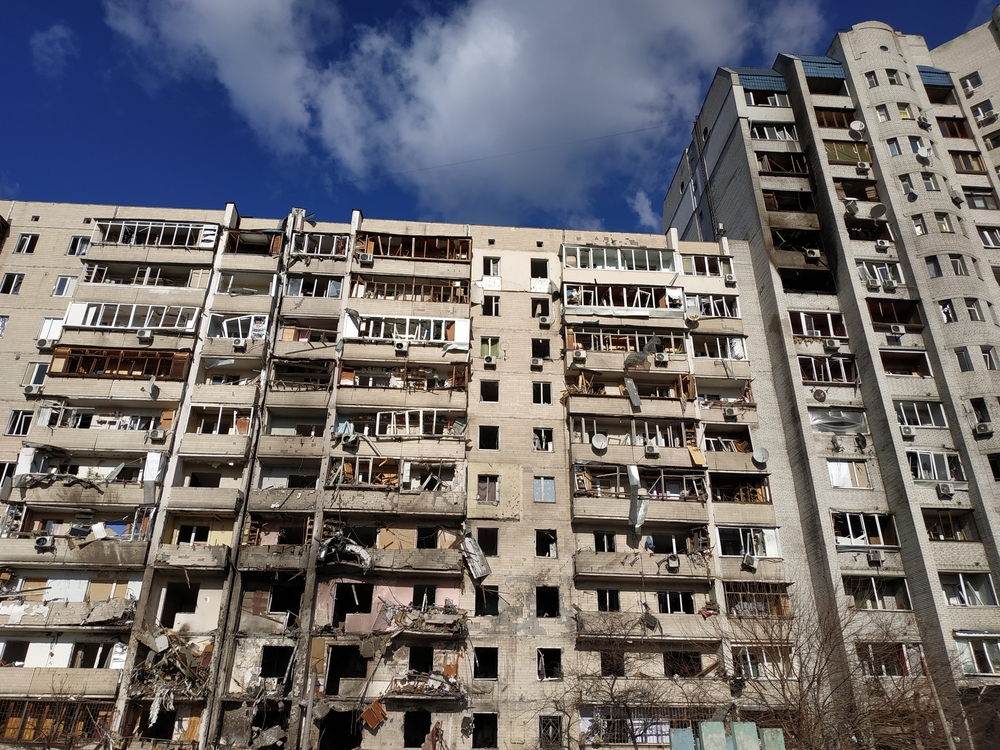 Oleksandra Koshytsya street 7a, Kyiv. 26 February 2022 Ukraine