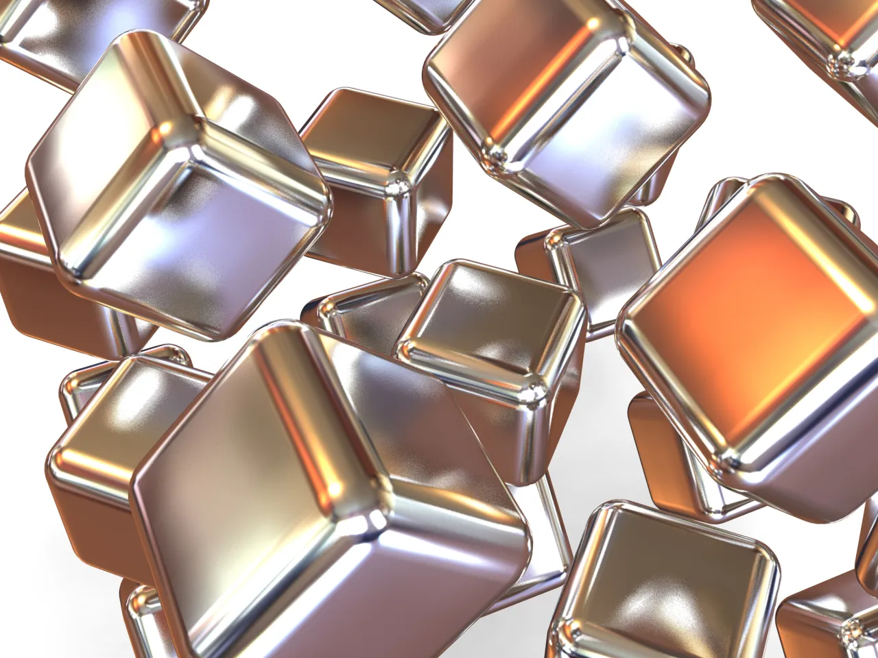 3D rendered metallic boxes, NFT artwork