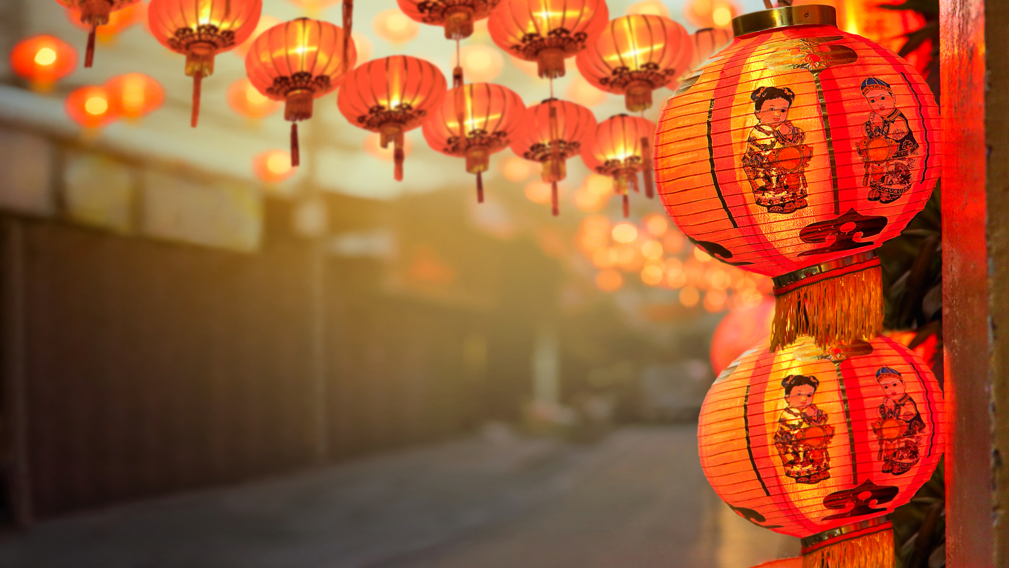 Chinese new year lanterns in china town.