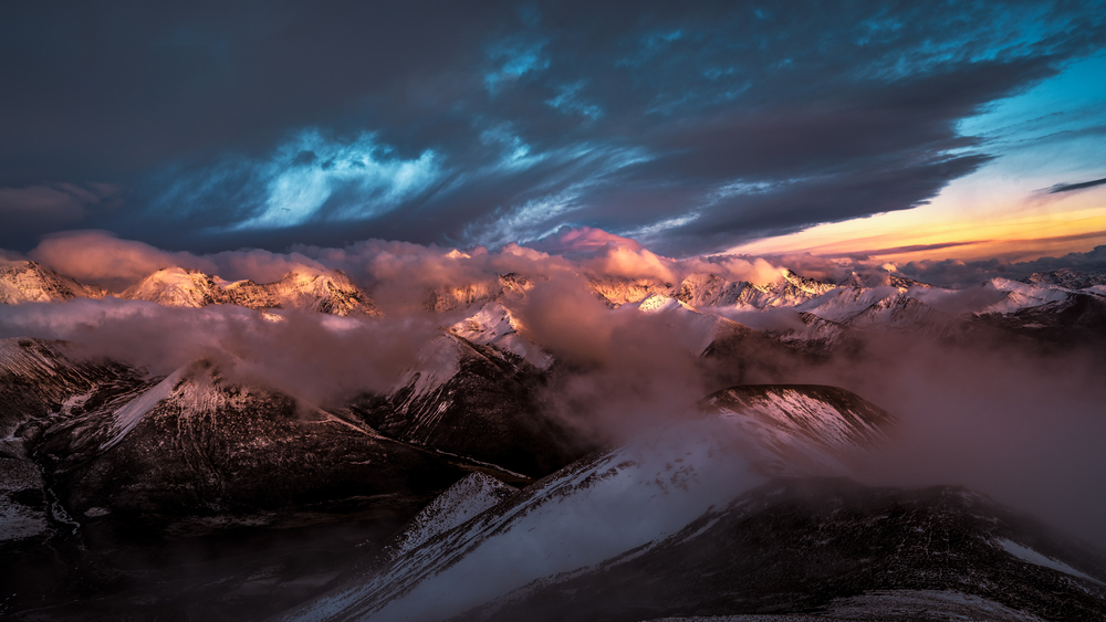 Beautiful sunset over the mountain 