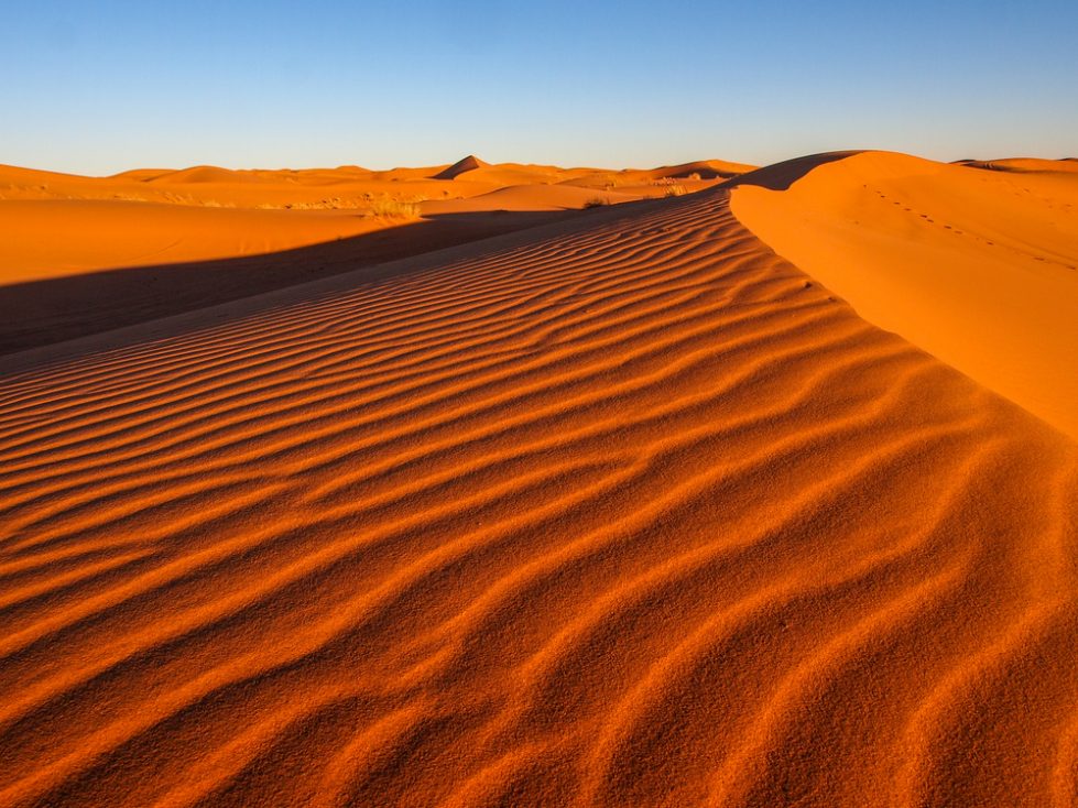 Sand dunes of Erg Chebbi in the Sahara Desert, Morocco.