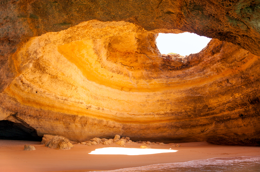 Famous cave at Benagil beach in Algarve Portugal