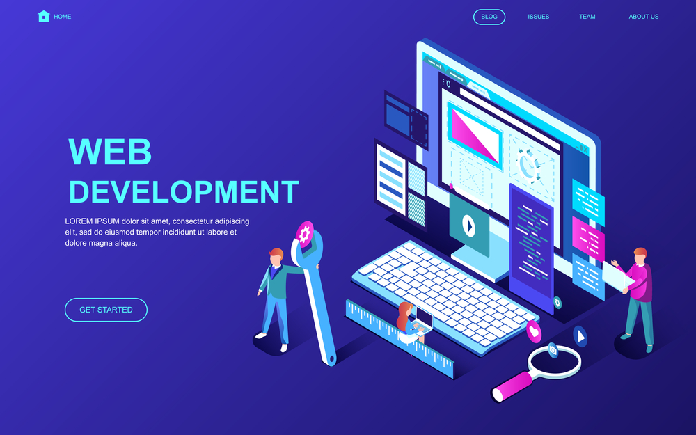 Modern design isometric concept for web development 