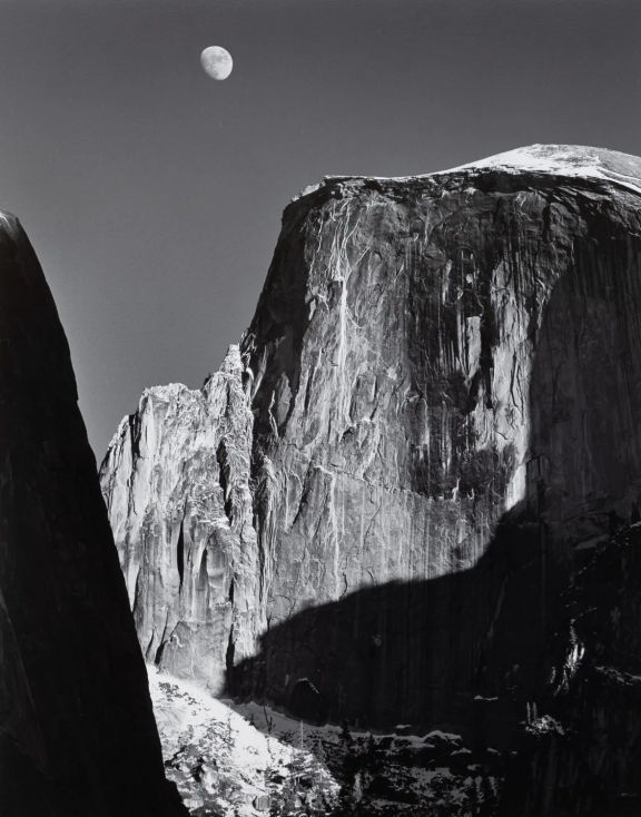 Moon and Half Dome by Ansel Adams