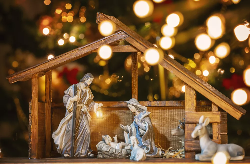 Christmas nativity scene; Jesus Christ, Mary and Joseph