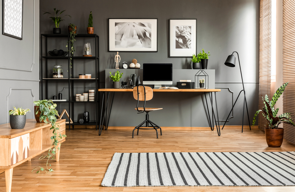 beautiful home office with plants