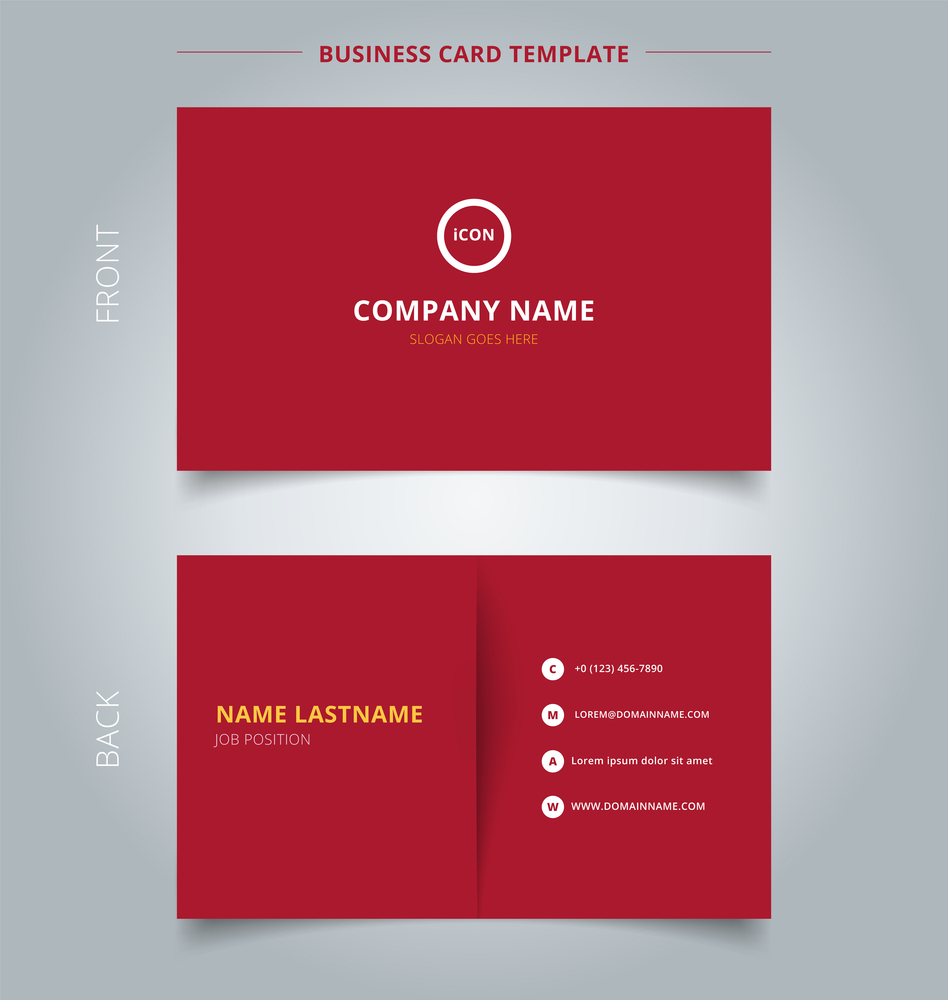 Creative business card and name card template red color background with paper cut. Abstract concept and commercial design. vector graphic illustration Depositptotos