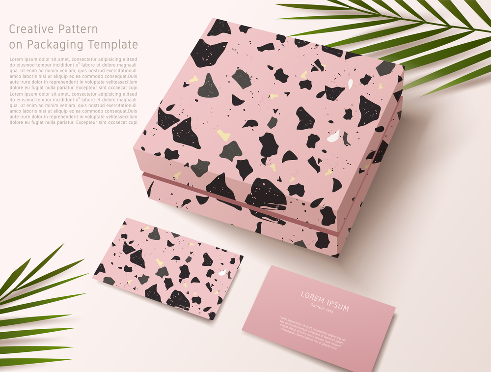 Vector image creative packaging and business card template in pink Depositphotos