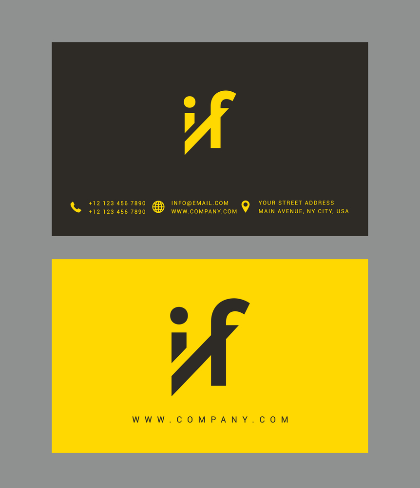 Vector image business card template with logo in black and yellow