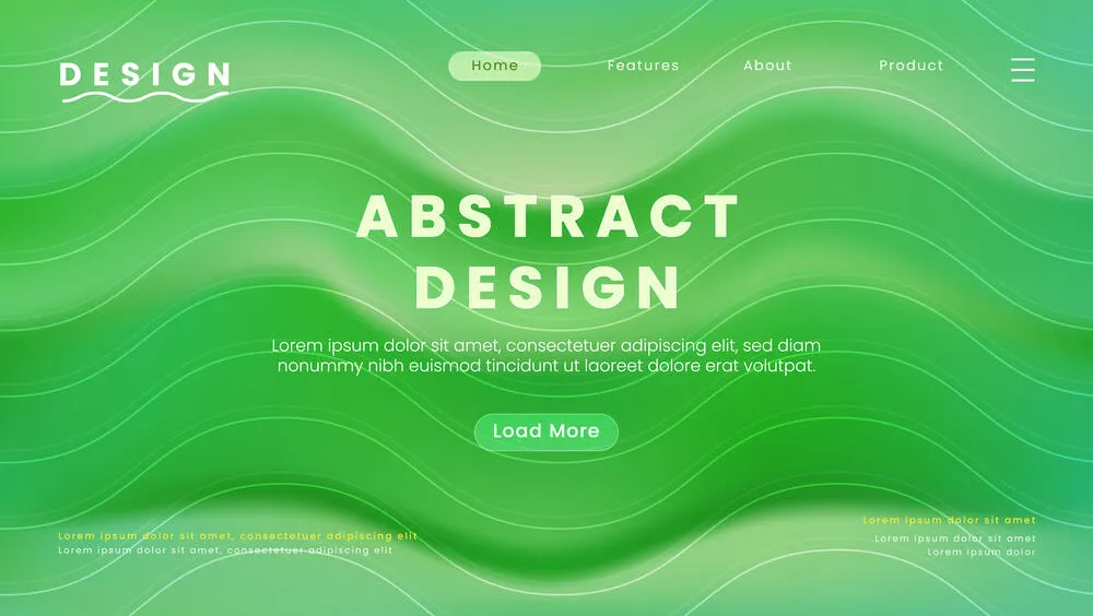 Vector abstract landing page template with gradient background premium vector