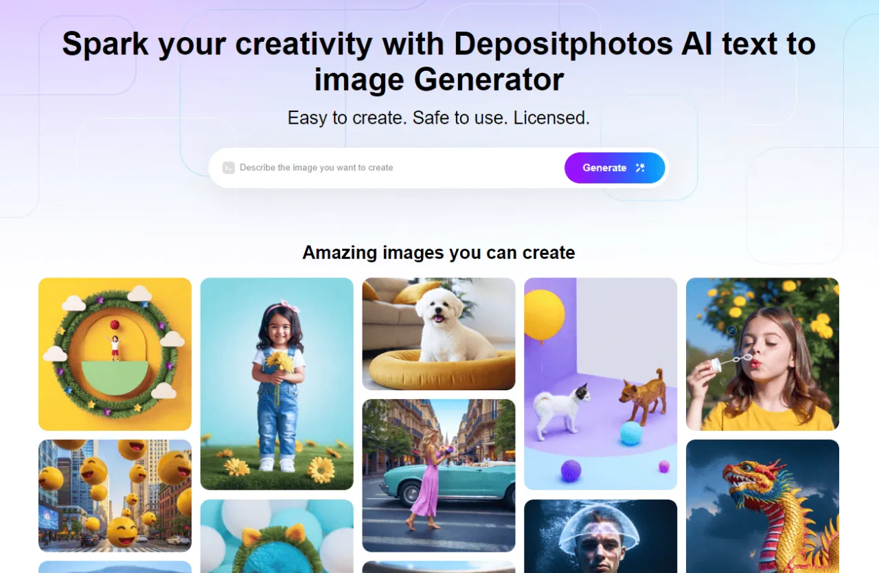 Spark your creativity with Depositphotos AI text to image Generator