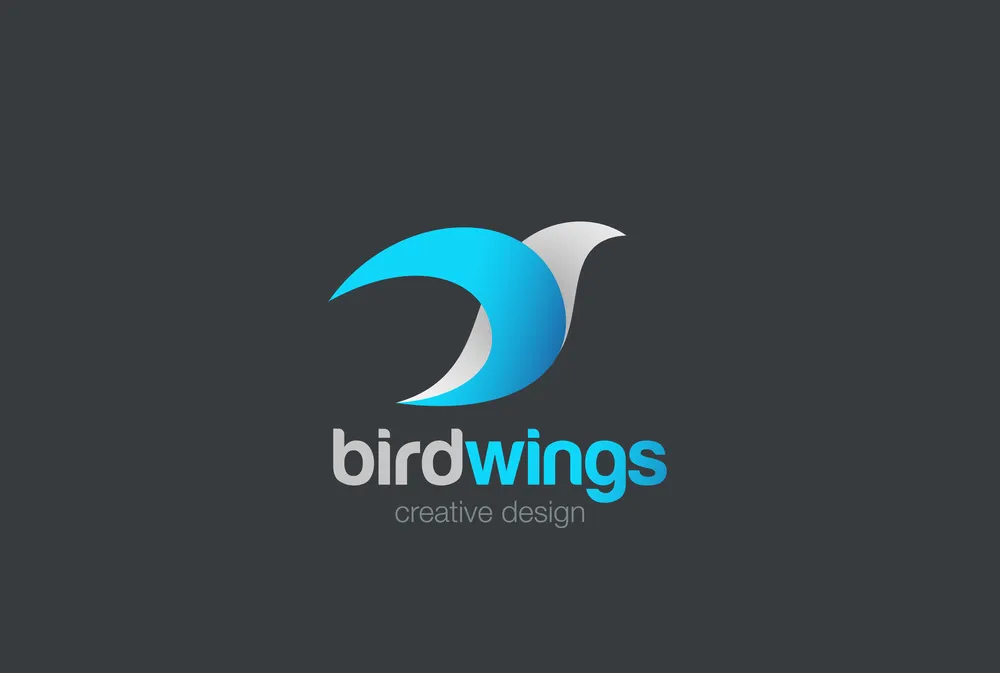 Flying Bird abstract Logo design vector template. Blue Dove Pigeon Falcon Eagle Logotype concept icon