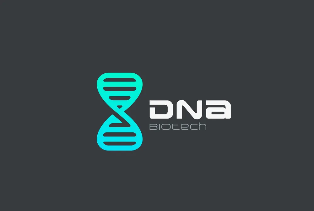 DNA Gen Molecule Logo design vector template. Genetic Engineering Biotechnology Logotype concept icon