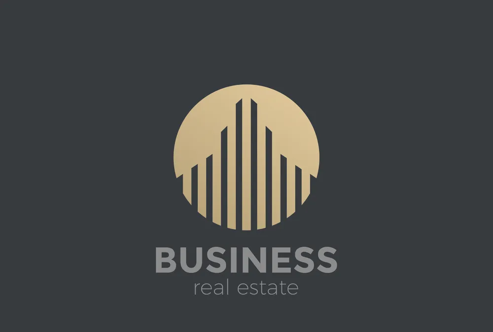 Real Estate Logo design vector template circle shape. Luxury Corporate Business commercial property icon. Realty Logotype