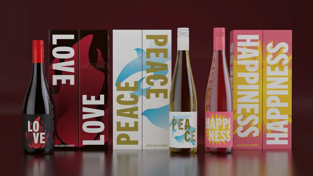 Packaging Design Ideas Peace Love and Happiness Wine