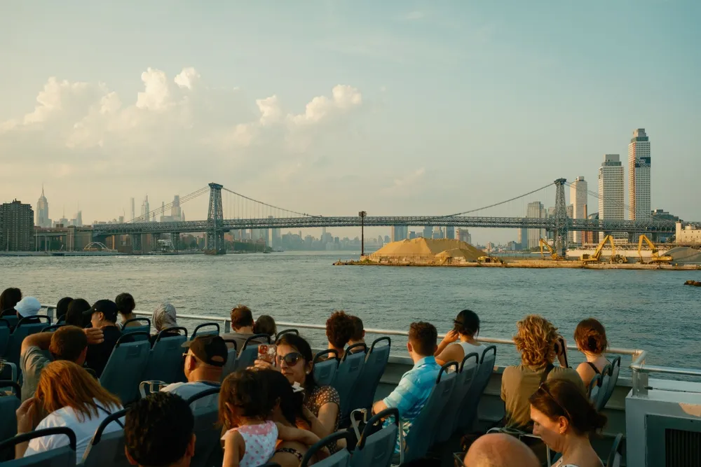 Scene on a ferry on the East River, in New York City